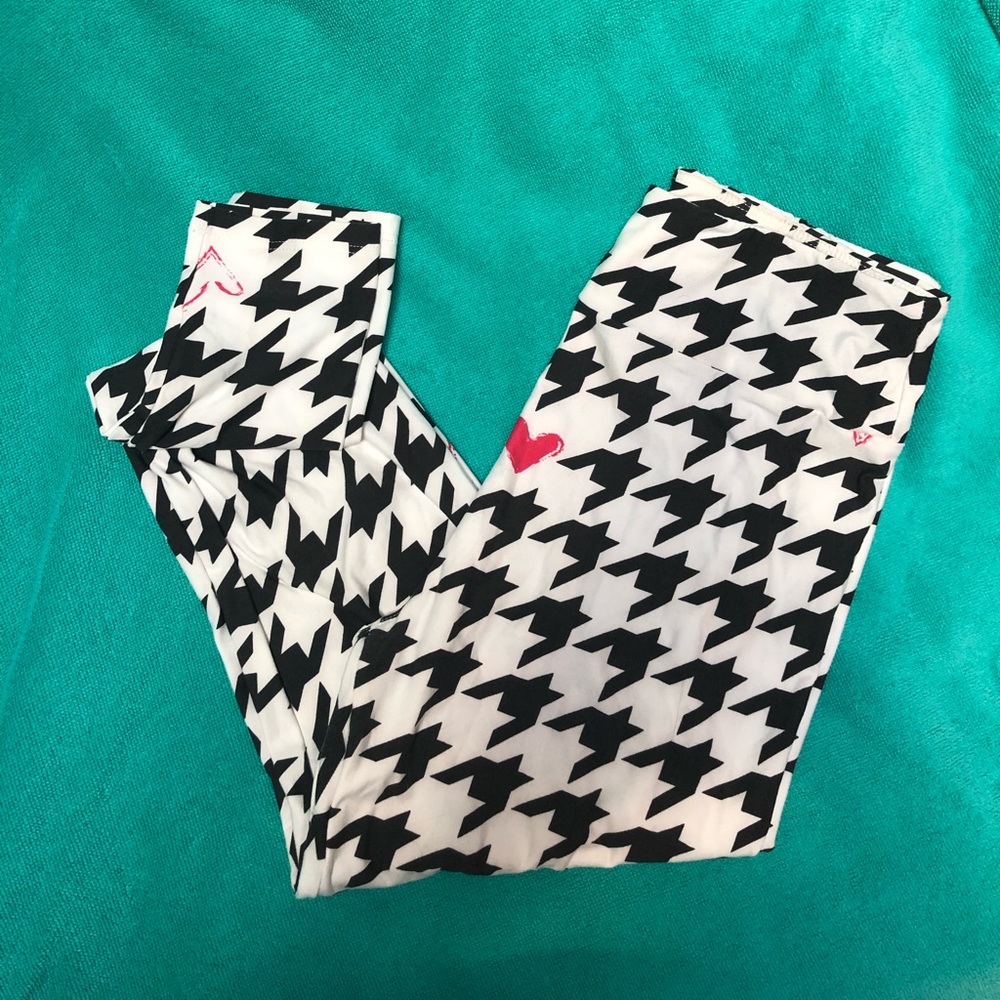 LuLaRoe leggings, white w/pink and black